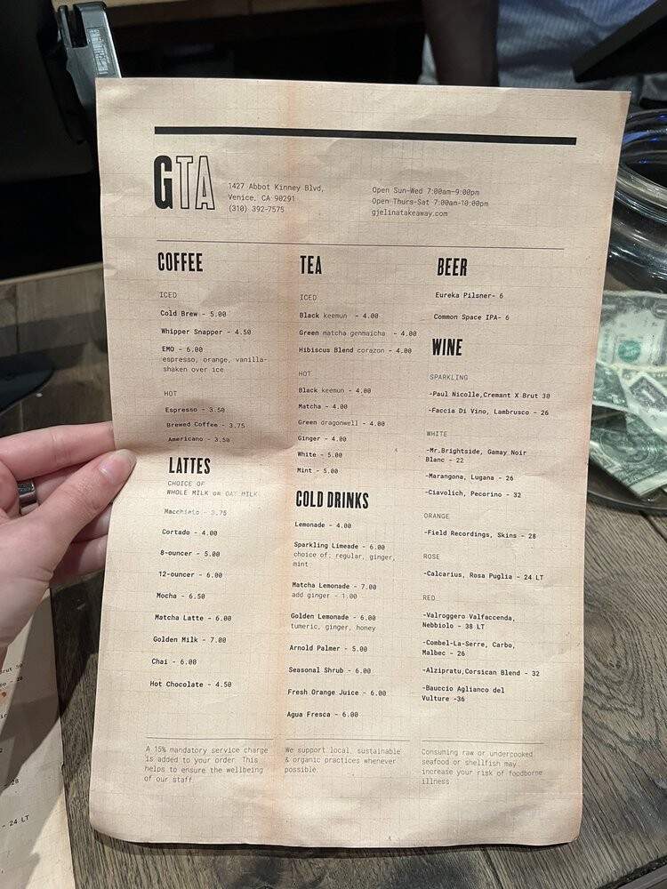 Gjelina Take Away (GTA) - Venice, CA menu_pic