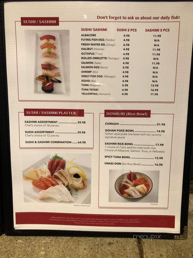 Gohan Japanese Bistro - Tustin, CA menu_pic