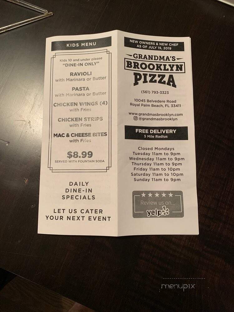 Grandma's Brookln Pizzaria - Royal Palm Beach, FL menu_pic