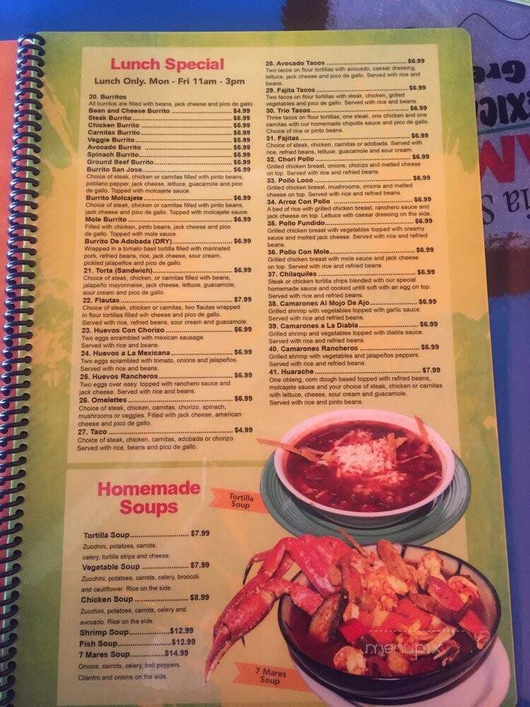 Guacomole Mexican Restaurant - Greer, SC menu_pic