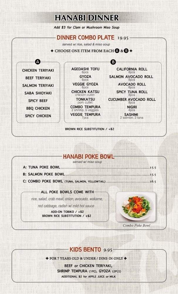 Hanabi Sushi - Mountain View, CA menu_pic