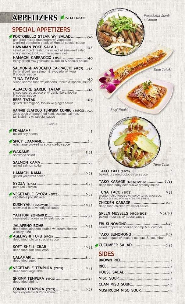 Hanabi Sushi - Mountain View, CA menu_pic