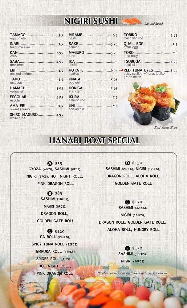 Hanabi Sushi - Mountain View, CA menu_pic
