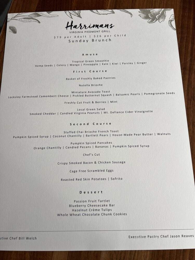 Harrimans - Middleburg, VA menu_pic