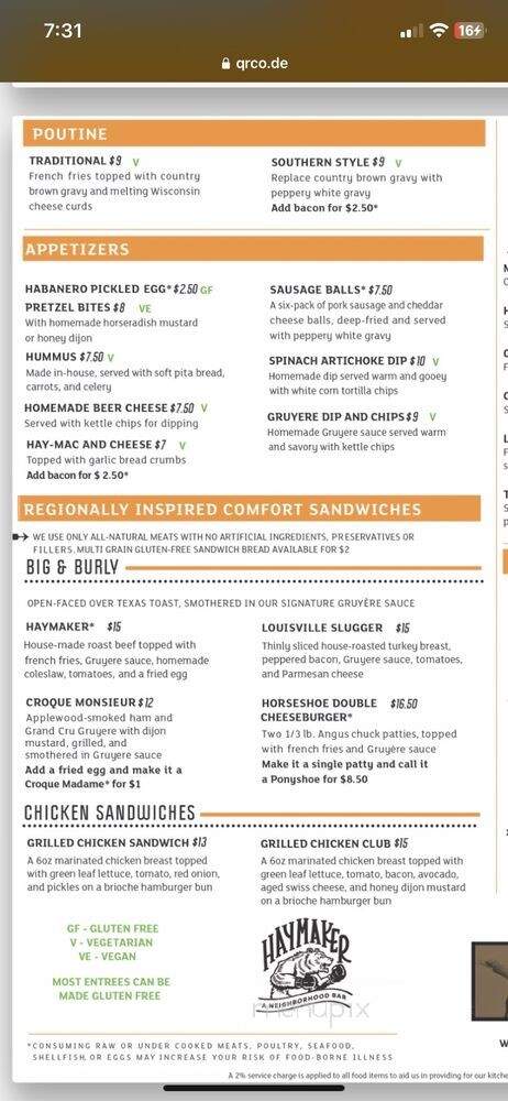 Haymaker - Austin, TX menu_pic