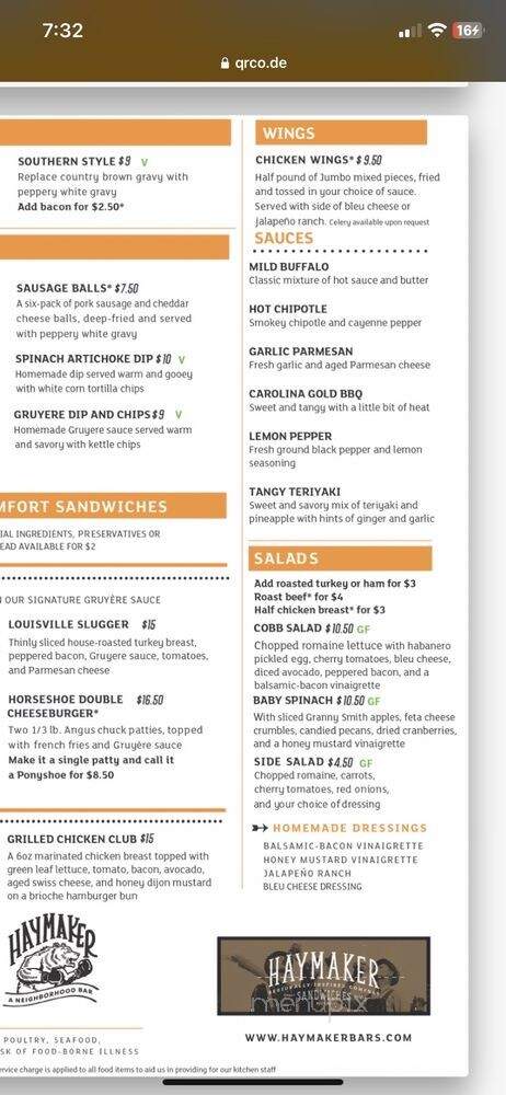 Haymaker - Austin, TX menu_pic