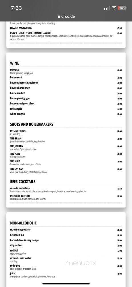Haymaker - Austin, TX menu_pic