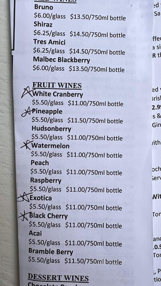 Hudsonville Winery - Hudsonville, MI menu_pic