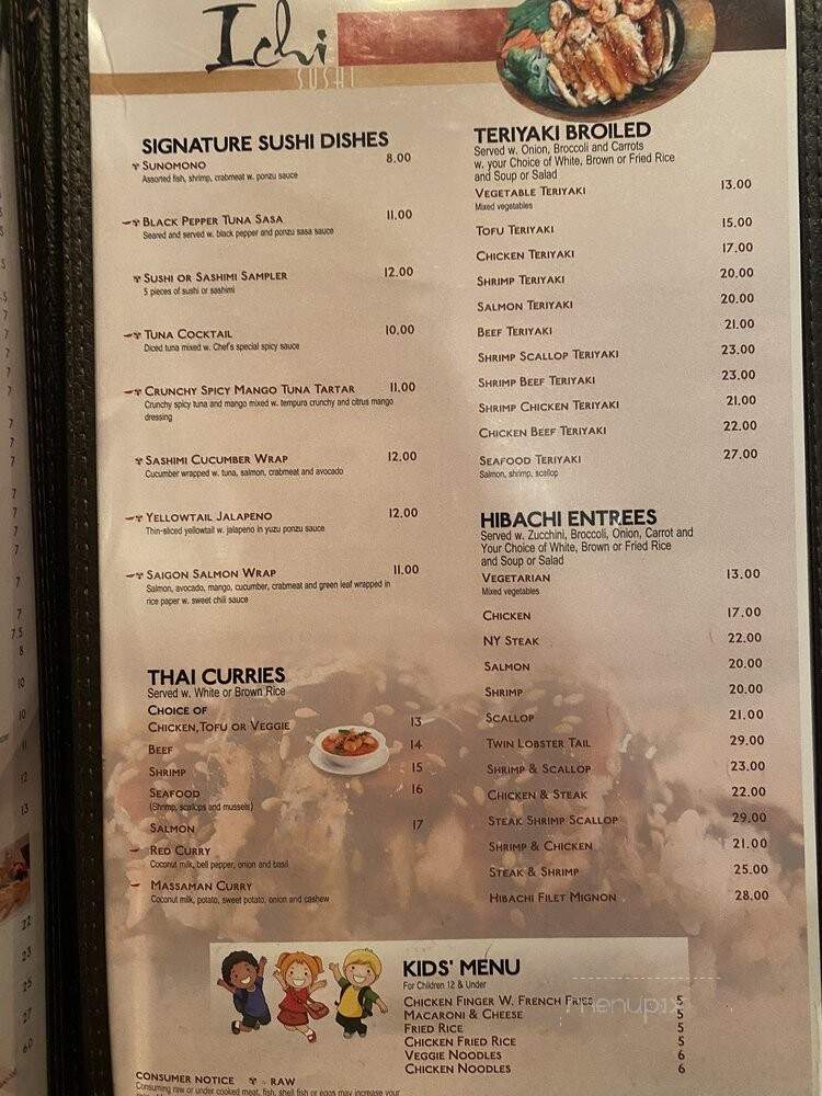 Ichi Sushi - Greensboro, NC menu_pic