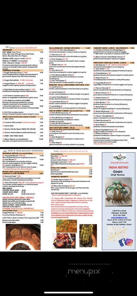 India Bistro - Plainfield, IN menu_pic