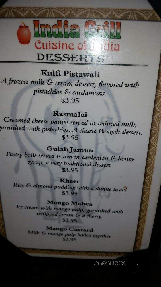 India Grill - Albuquerque, NM menu_pic