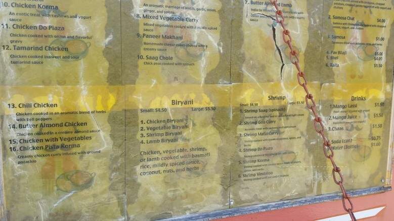 India On Wheels Food Truck - Pittsburgh, PA menu_pic