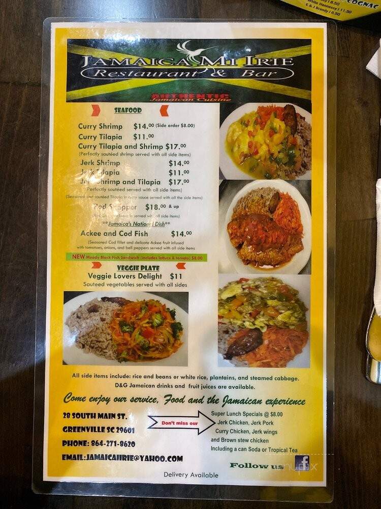 Jamaica Mi Irie - Greenville, SC menu_pic