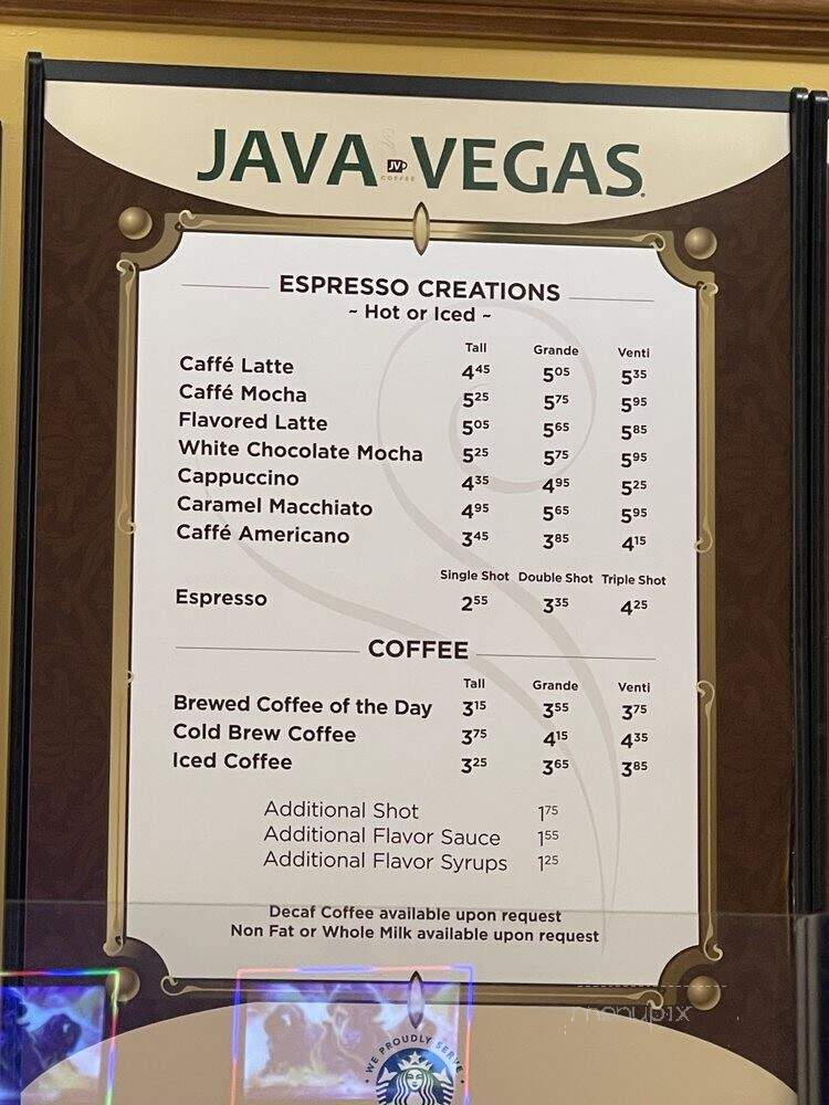 Java Vegas Coffee - Las Vegas, NV menu_pic