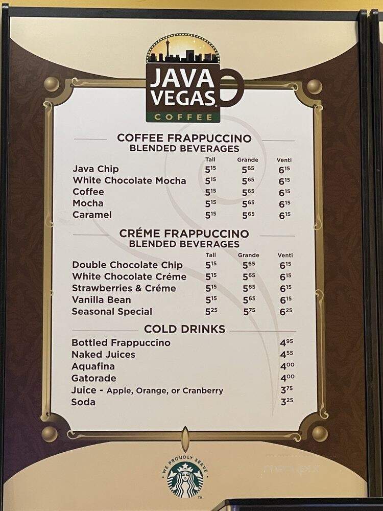 Java Vegas Coffee - Las Vegas, NV menu_pic