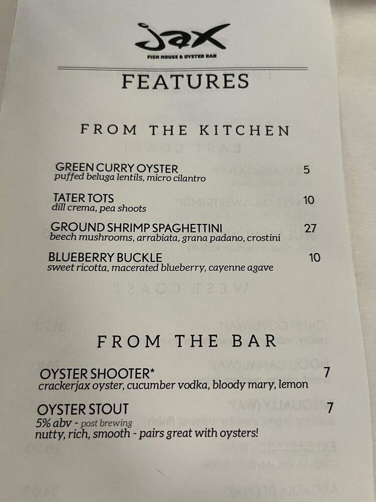 Jax Fish House - Glendale, CO menu_pic