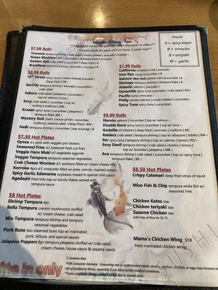 Jensai Sushi - Sacramento, CA menu_pic