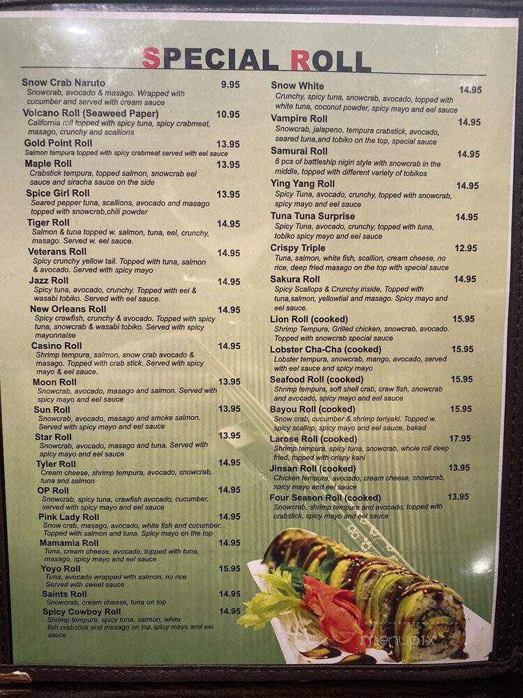 Jinsan Sushi - Larose, LA menu_pic