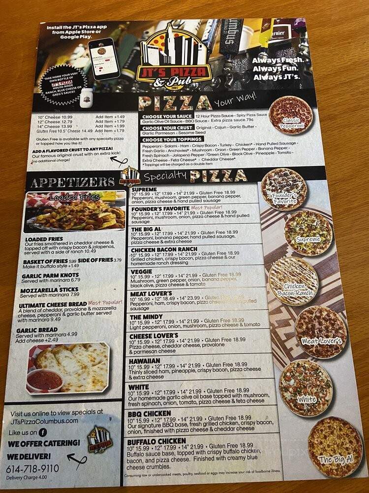 JT's Pizza - Columbus, OH menu_pic