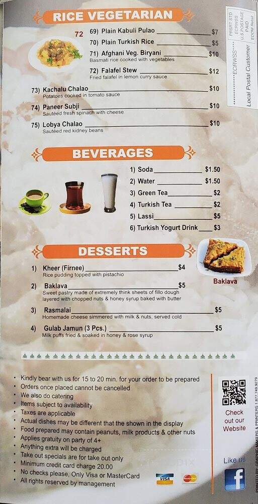 Kandahar Restaurant - Iselin, NJ menu_pic