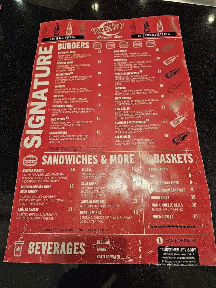 Ketchup Premium Burger Bar - Las Vegas, NV menu_pic