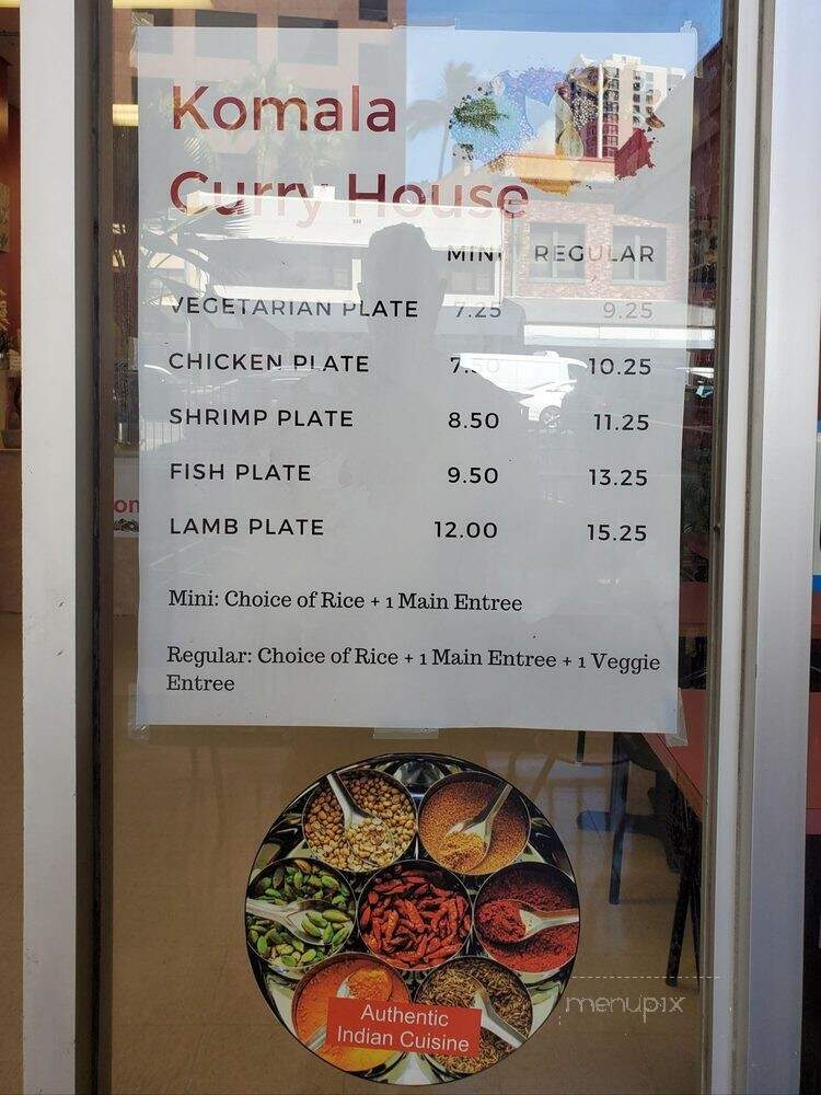 Komala Curry House - Honolulu, HI menu_pic