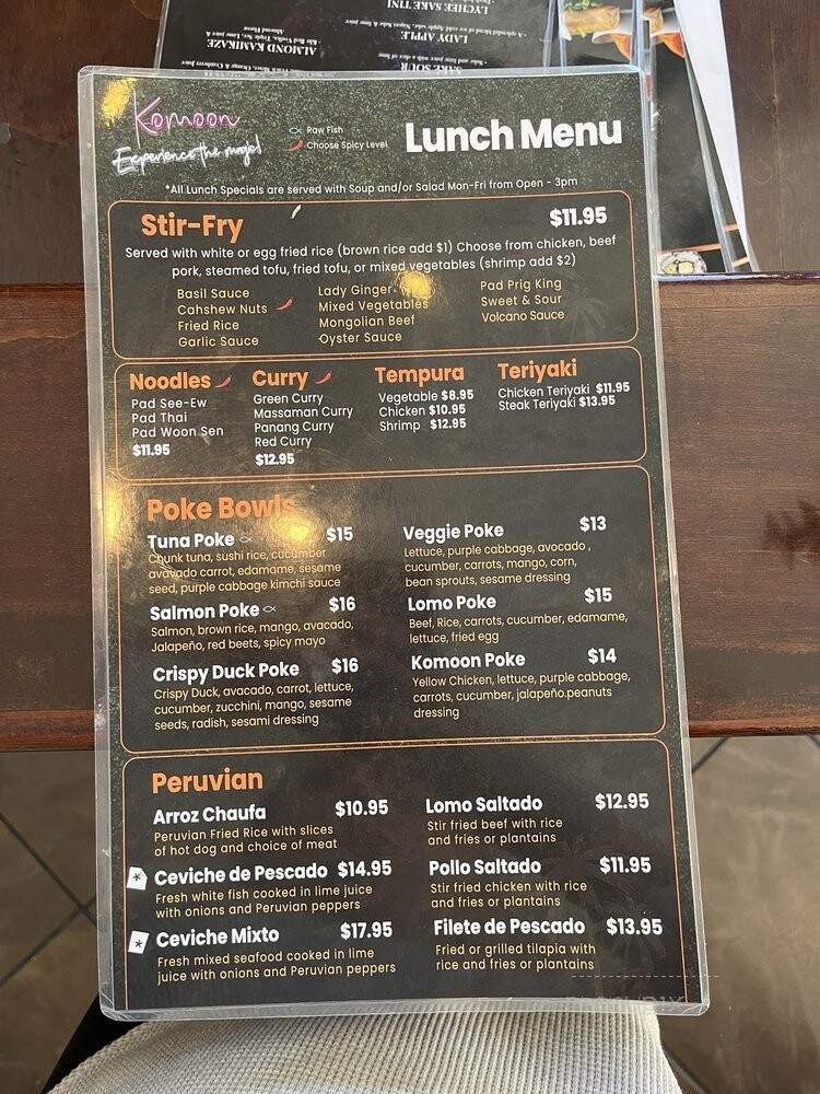 Komoon Thai Sushi & Ceviche - Bonita Springs - Bonita Springs, FL menu_pic