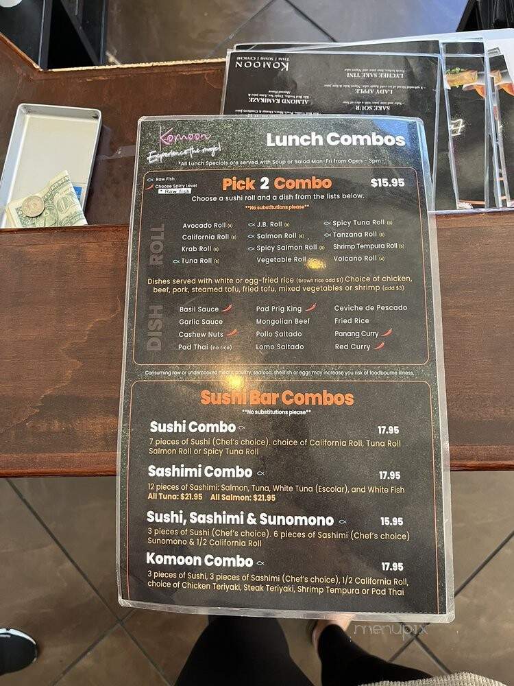 Komoon Thai Sushi & Ceviche - Bonita Springs - Bonita Springs, FL menu_pic