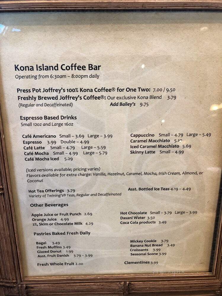Kona Island - Lake Buena Vista, FL menu_pic