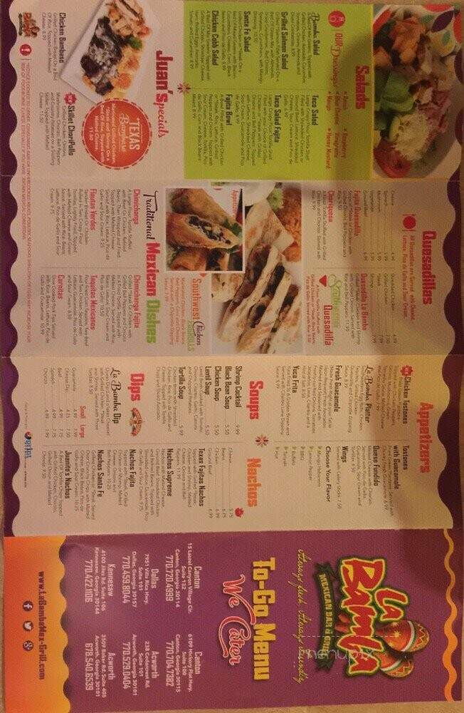 La Bamba - Kennesaw, GA menu_pic