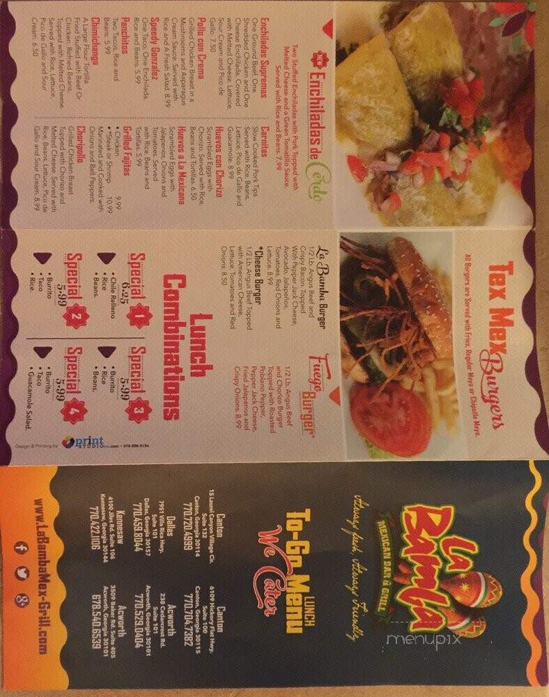 La Bamba - Kennesaw, GA menu_pic
