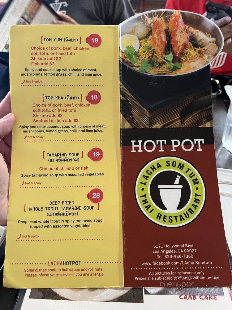Lacha Somtum Thai Restaurant - Los Angeles, CA menu_pic