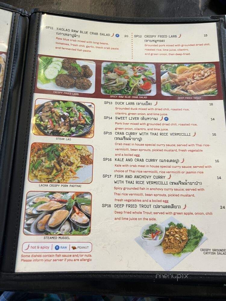 Lacha Somtum Thai Restaurant - Los Angeles, CA menu_pic