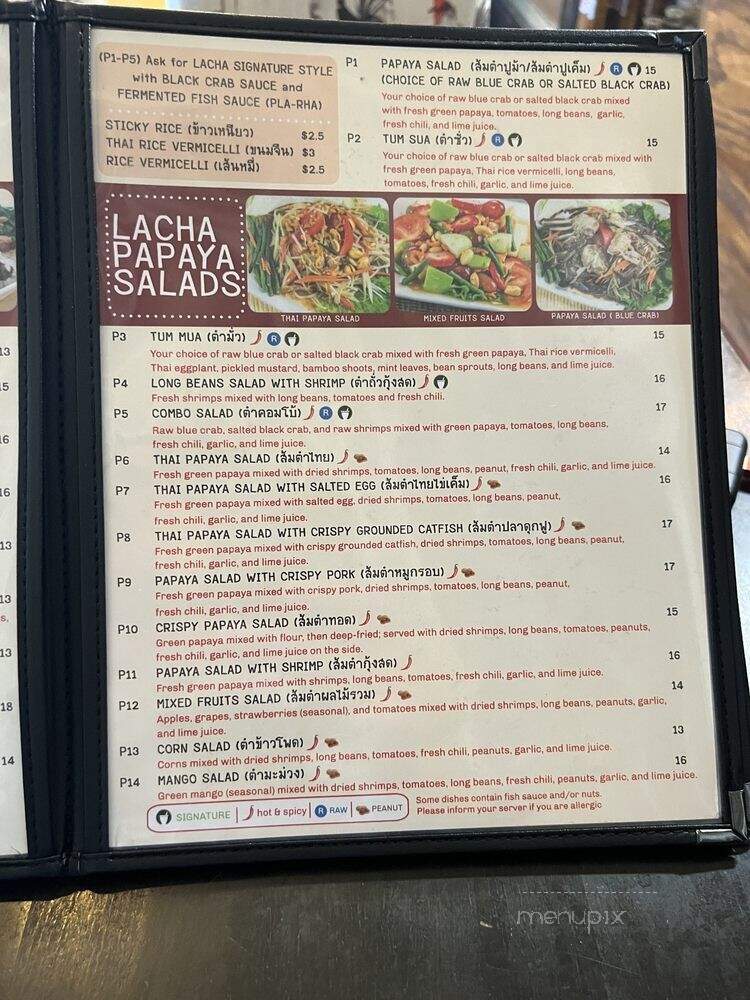 Lacha Somtum Thai Restaurant - Los Angeles, CA menu_pic