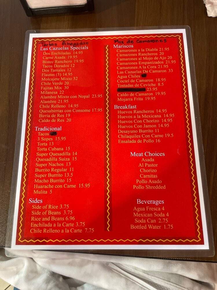 Las Cazuelas de Flores Mexican Restaurant - North Vernon, IN menu_pic