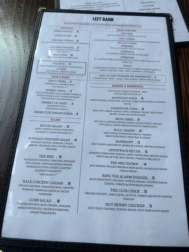 Left Bank Burger Bar - Jersey City, NJ menu_pic