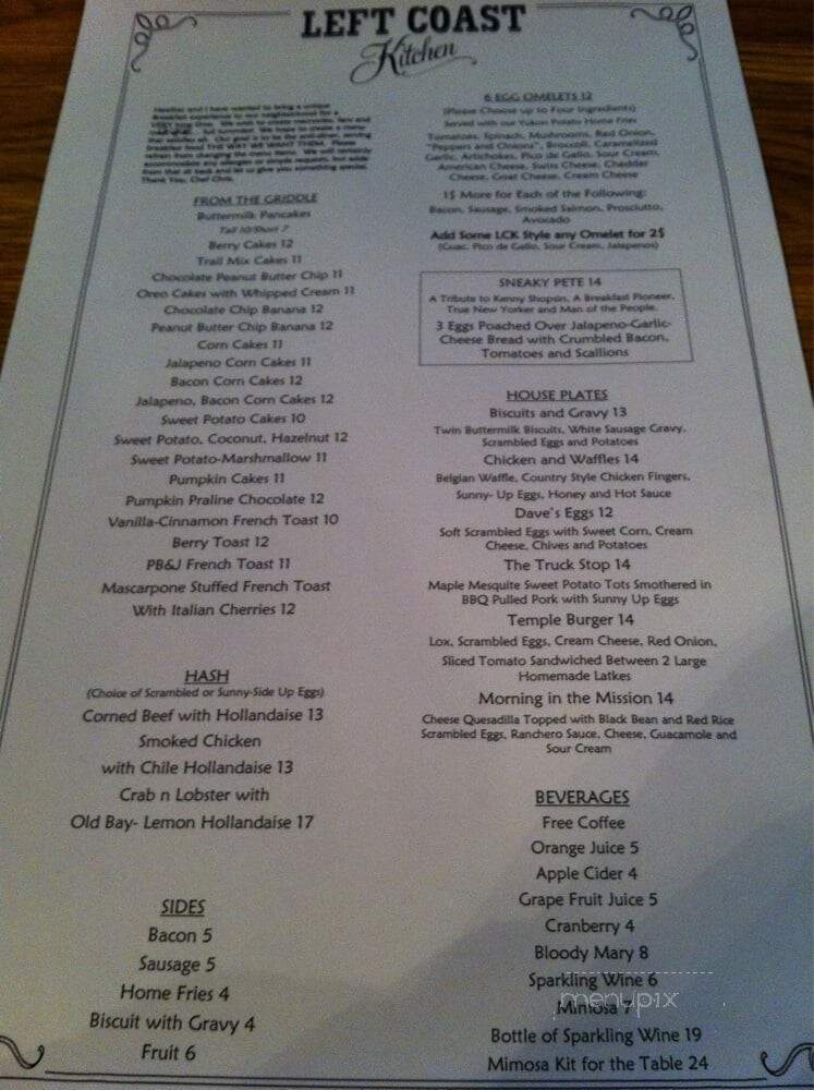 Left Coast Kitchen - Merrick, NY menu_pic