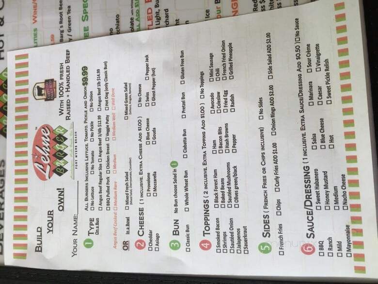 Lehne Burger - Fort Myers Beach, FL menu_pic