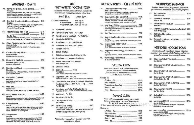 Le's Pho Tai - Shoreline, WA menu_pic
