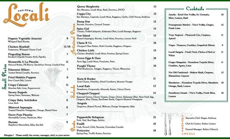 Locali Pizza Bar + Kitchen - New Canaan, CT menu_pic