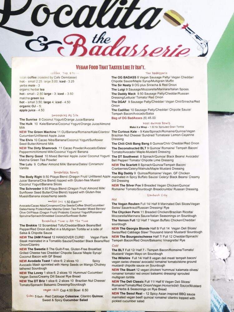 Localita & the Badasserie - Los Angeles, CA menu_pic