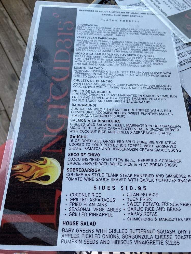 Longitud315 - Highwood, IN menu_pic