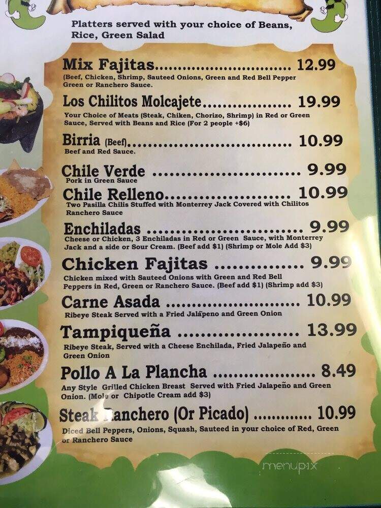 Los Chilitos Restaurant - South El Monte, CA menu_pic