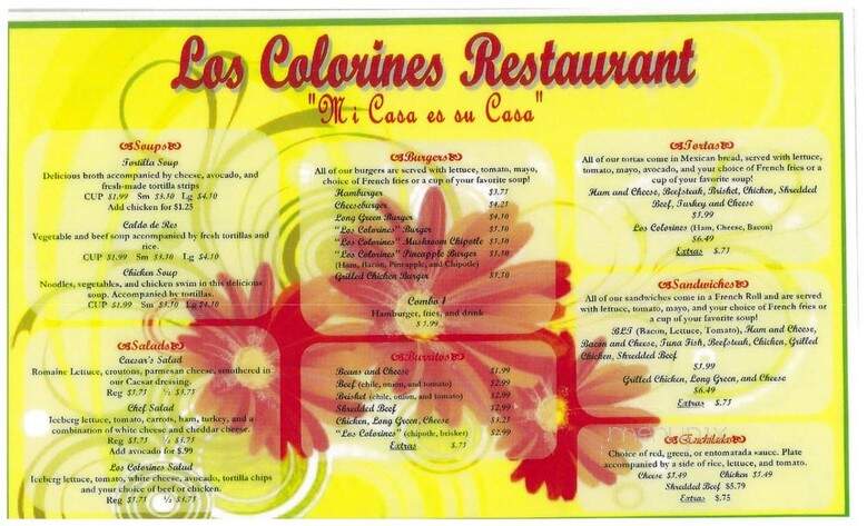 Los Colorines - El Paso, TX menu_pic