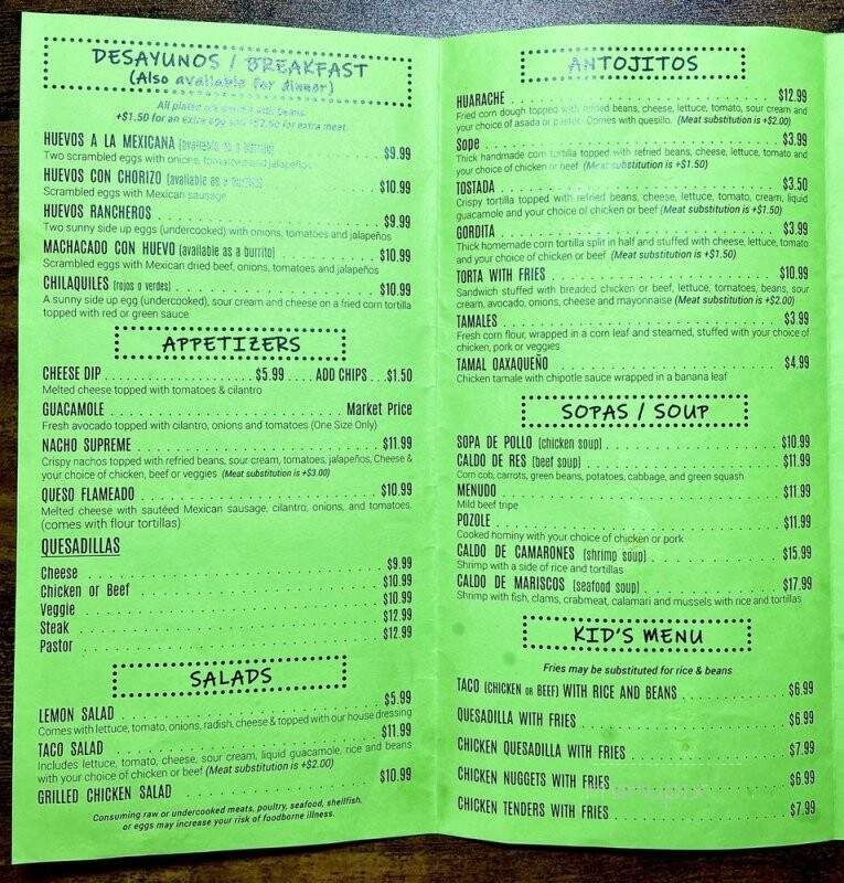 Los Sarapes - Manchester, CT menu_pic