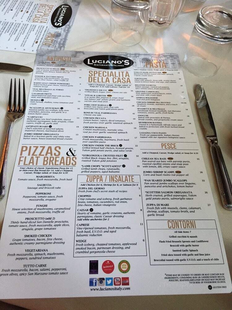 Luciano's Ristorante Italiano - Charlotte, NC menu_pic