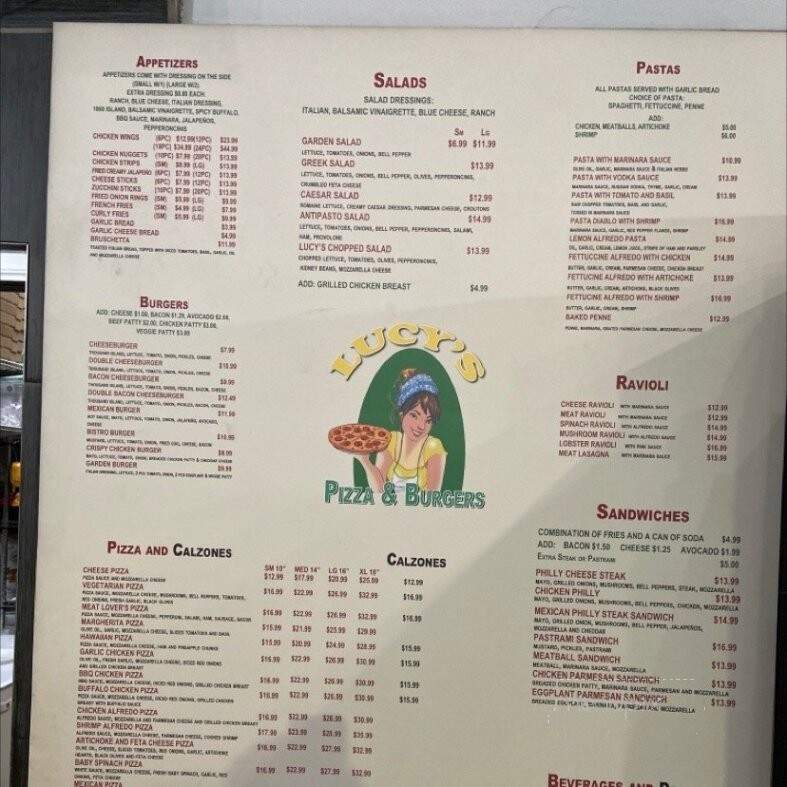 Lucy's Pizza & Burgers - Glendale, CA menu_pic
