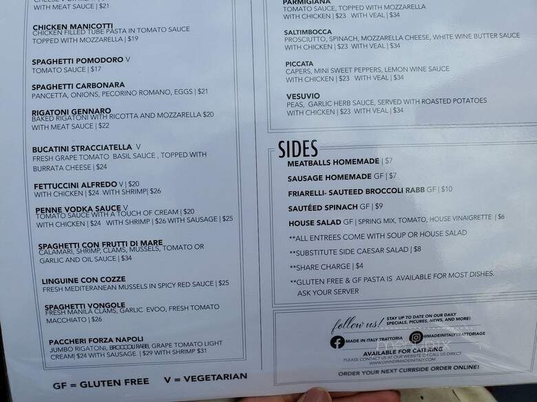 Made in Italy - Glen Ellyn, IL menu_pic