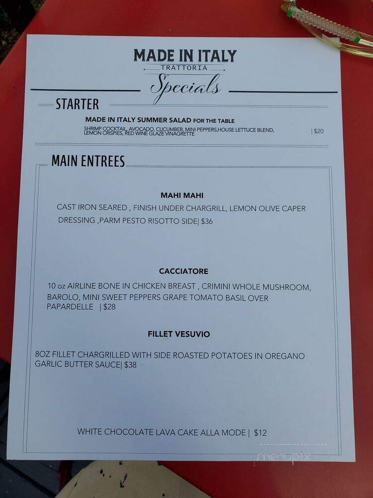 Made in Italy - Glen Ellyn, IL menu_pic