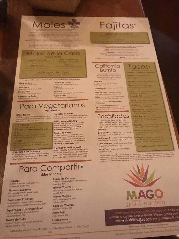 Mago Grill and Cantina - South Barrington, IL menu_pic